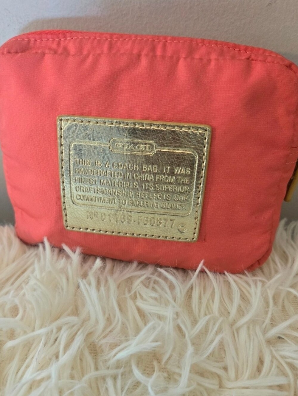 Coach POPPY Coral Pink Pink Nylon Packable Shopper Travel Tote Bag